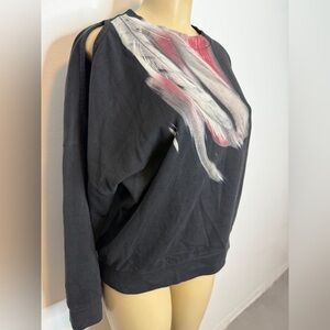 All Saints One Open Shoulder Graphic Sweatshirt